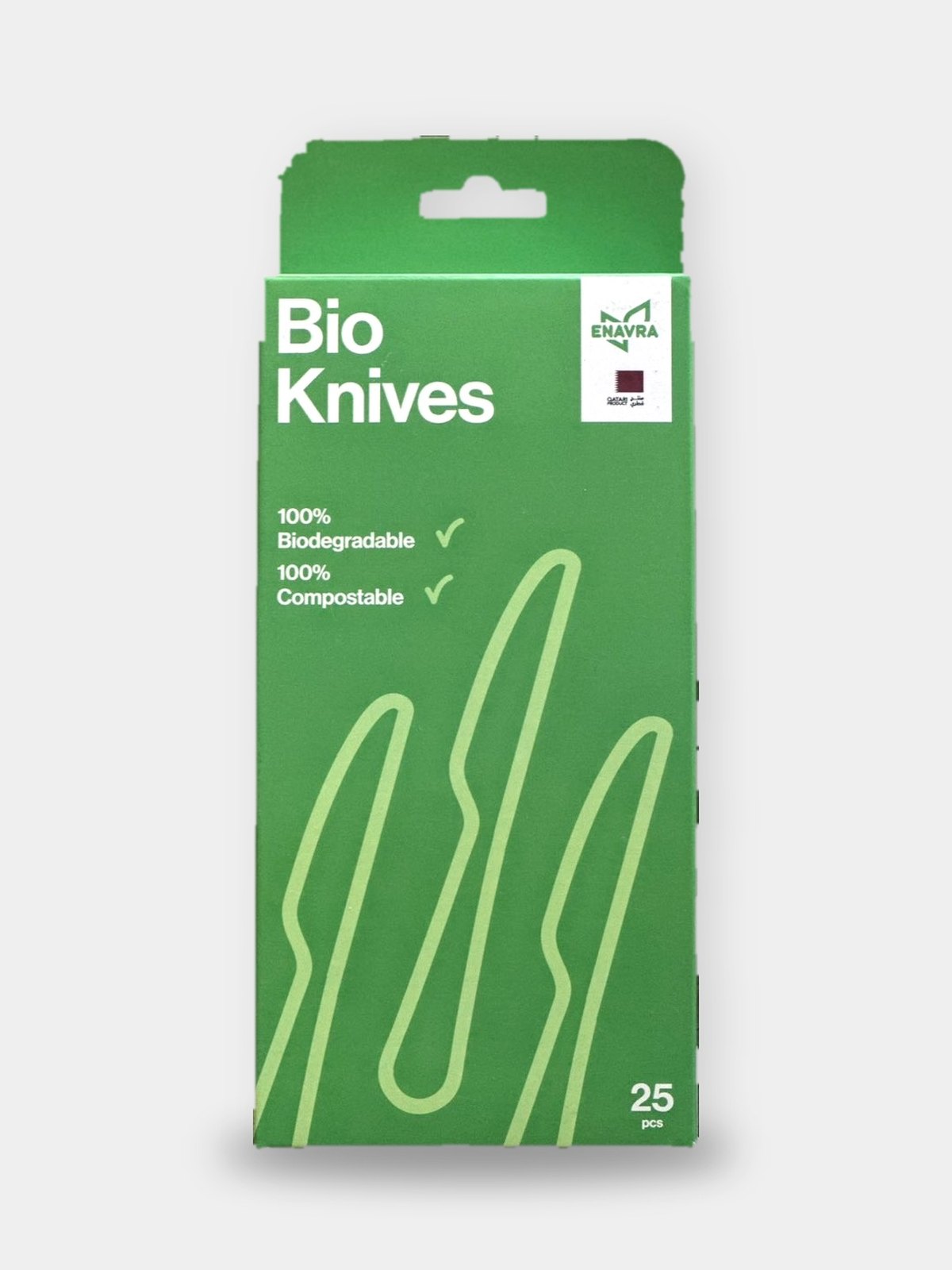 Enavra Bio Knives, pack of 25 biodegradable knives, made in Qatar