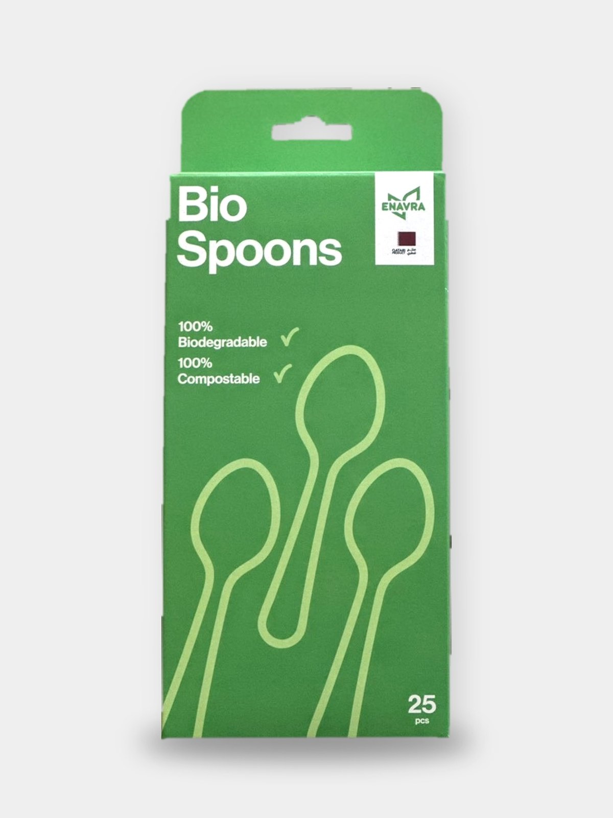 Enavra Bio Spoons, pack of 25 biodegradable spoons, made in Qatar